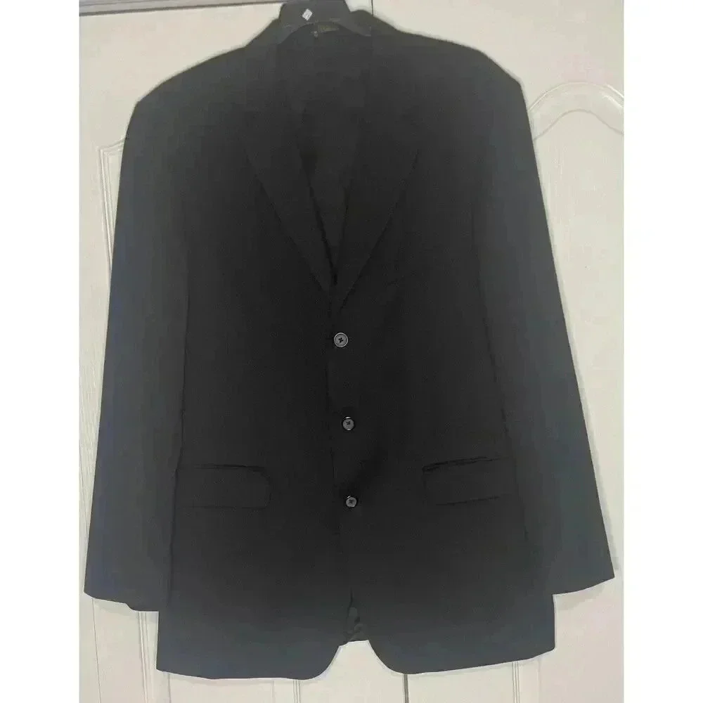 Stafford Men's Blazer Size 42L Regular Black Three Button Jacket 100% New Wool